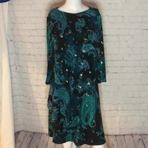 NWT R & K Originals 3/4 Sleeve Paisley Shift Dress - Size 10